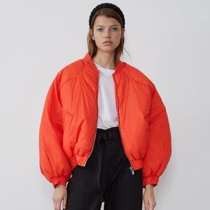 Zara Limited Edition Cropped Puffer Bomber Jacket Sz LARGE